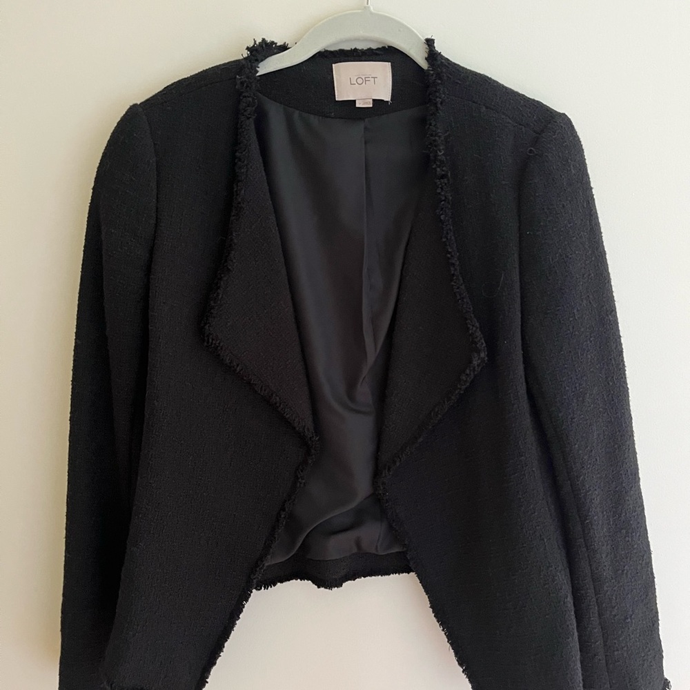 LOFT: Black Fringe Blazer